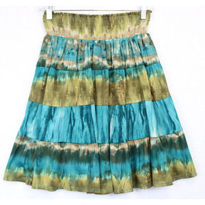 Tracy Evans Limited Tiered Skirt Pull On Shirred Multi Color Teal Women S Boho